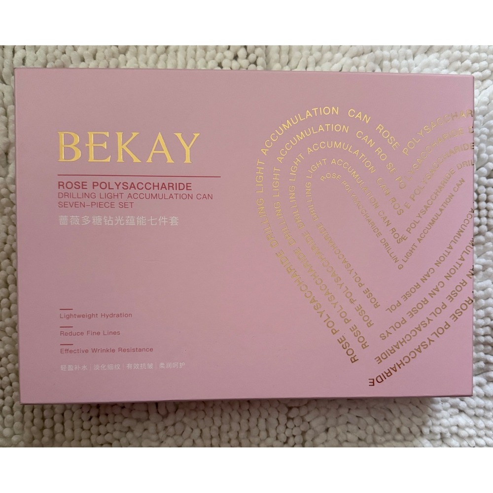BEKAY Rose Polysaccharide 7 Piece Skincare Set Hydrating Anti-Aging Gift Box